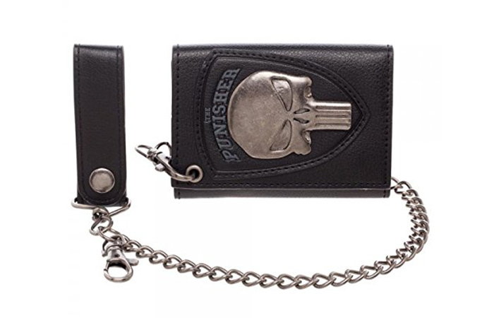 Long Biker Leather Chain Wallet - Cholo Skull - ShopperBoard