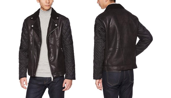 armani jeans leather jacket mens